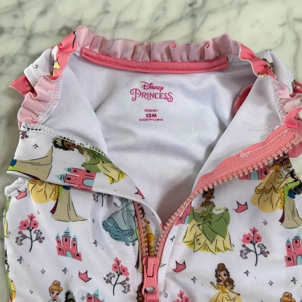 Toddler Girls Disney Princess One Piece Swimsuit Sz 12M- Pink